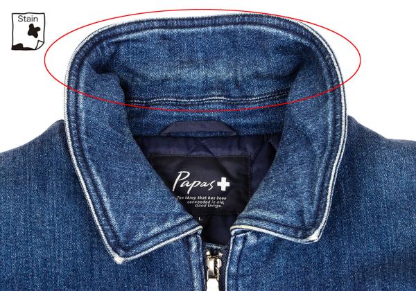 Papas Indigo Quilted Padded Zip Denim Jacket Size L