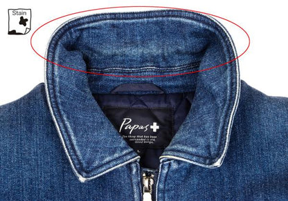 Papas Indigo Quilted Padded Zip Denim Jacket Size L