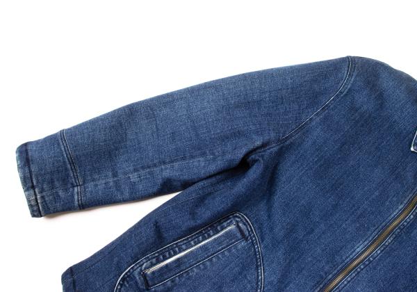 Papas Indigo Quilted Padded Zip Denim Jacket Size L
