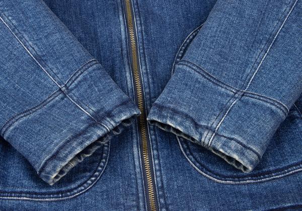 Papas Indigo Quilted Padded Zip Denim Jacket Size L