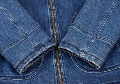 Papas Indigo Quilted Padded Zip Denim Jacket Size L