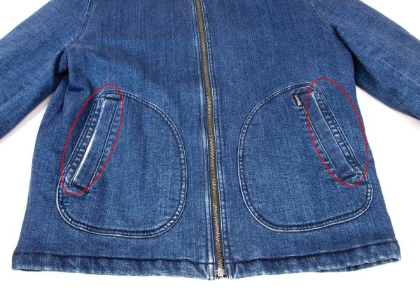 Papas Indigo Quilted Padded Zip Denim Jacket Size L