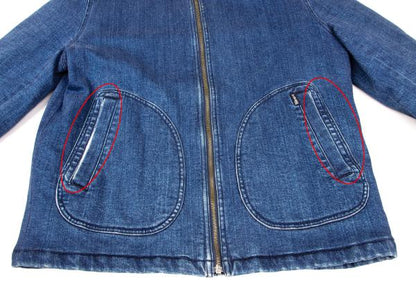 Papas Indigo Quilted Padded Zip Denim Jacket Size L