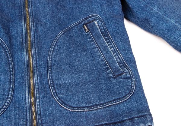Papas Indigo Quilted Padded Zip Denim Jacket Size L