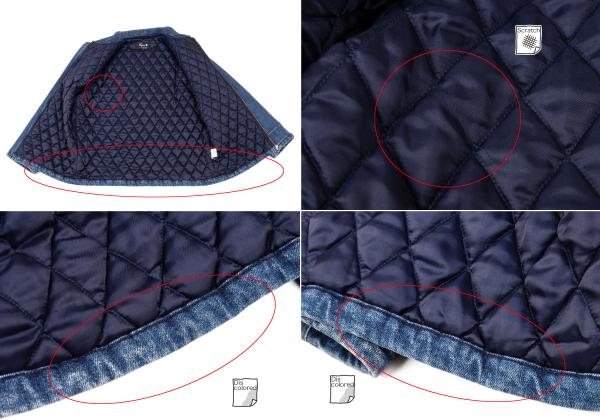 Papas Indigo Quilted Padded Zip Denim Jacket Size L