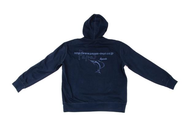 Papas Back Marlin Logo Print Cotton Hoodie Navy Size 48M