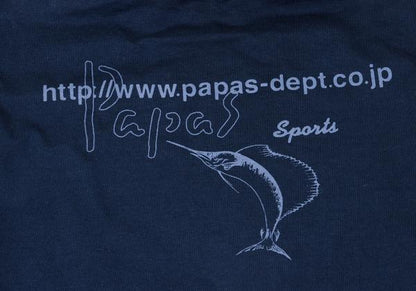 Papas Back Marlin Logo Print Cotton Hoodie Navy Size 48M