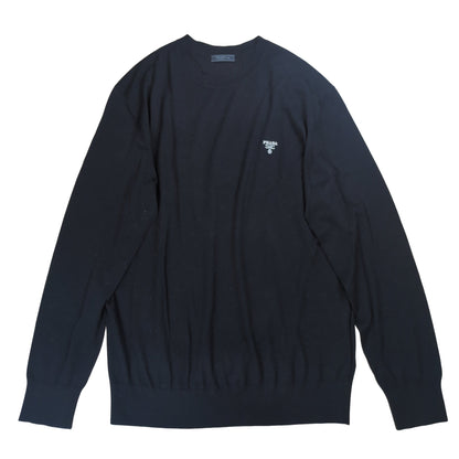 PRADA Logo Embroidered Wool Hoodie Size 54
