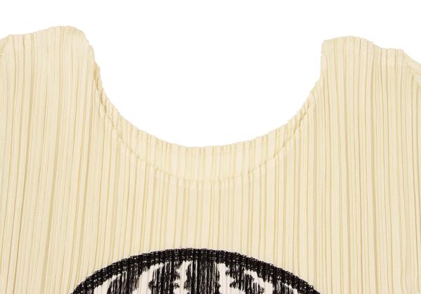 PLEATS PLEASE Pleats Zebra Patch T-Shirt Cream Size 3