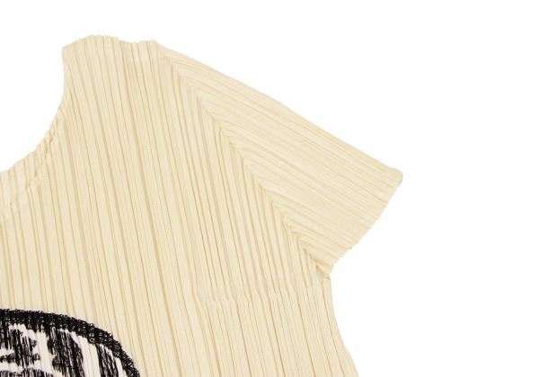 PLEATS PLEASE Pleats Zebra Patch T-Shirt Cream Size 3