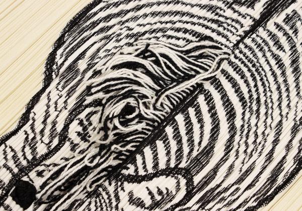 PLEATS PLEASE Pleats Zebra Patch T-Shirt Cream Size 3