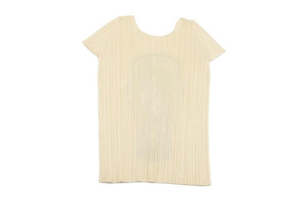 PLEATS PLEASE Pleats Zebra Patch T-Shirt Cream Size 3
