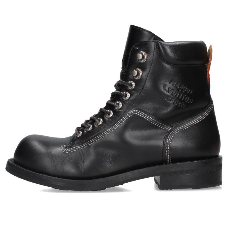 LOUISVUITTON LV Bubble Lace-up Leather Boot Black Size 8.5