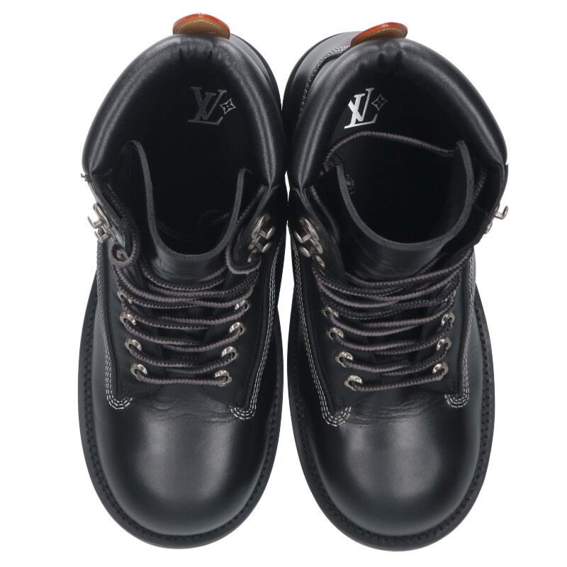 LOUISVUITTON LV Bubble Lace-up Leather Boot Black Size 8.5