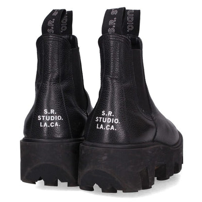 S.R. STUDIO THERAPIST Side Gore Leather Boots Black Size 6.5
