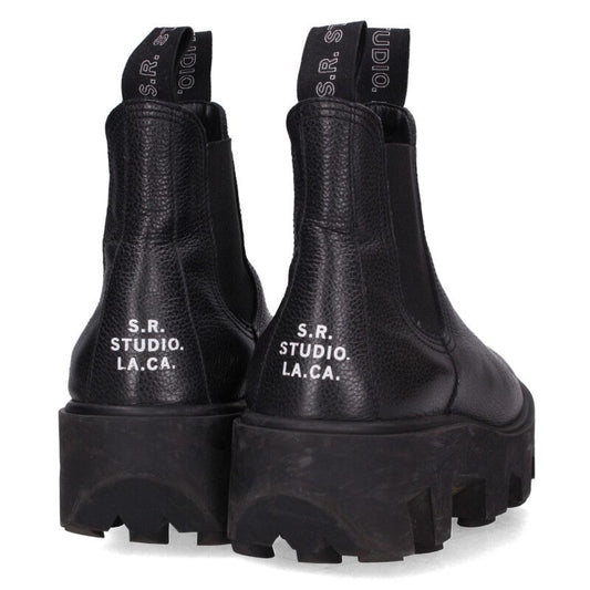 S.R. STUDIO THERAPIST Side Gore Leather Boots Black Size 6.5