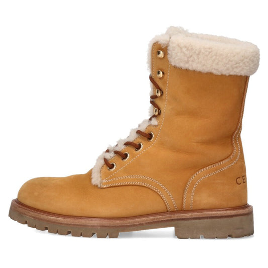 CELINE Kurt Shearling Nubuck Leather Mid Boots Size 10.5