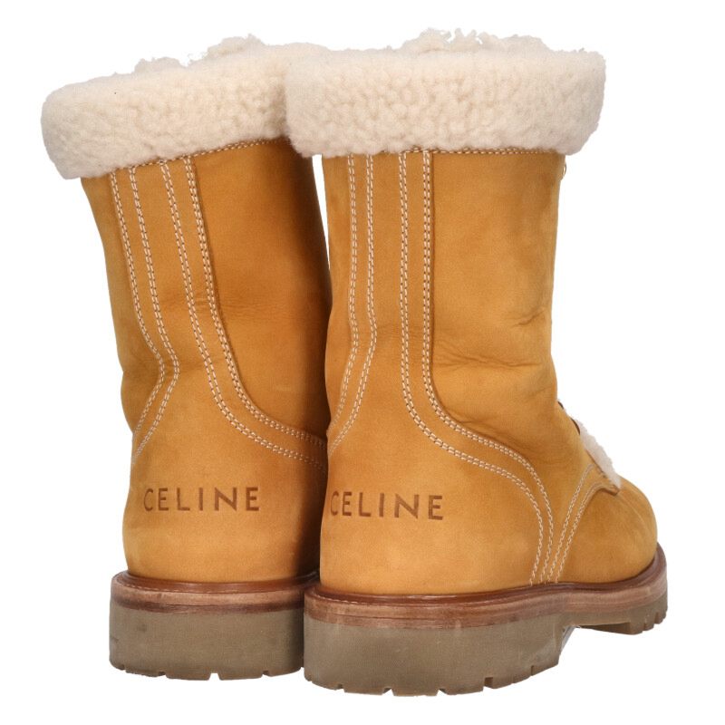 CELINE Kurt Shearling Nubuck Leather Mid Boots Size 10.5