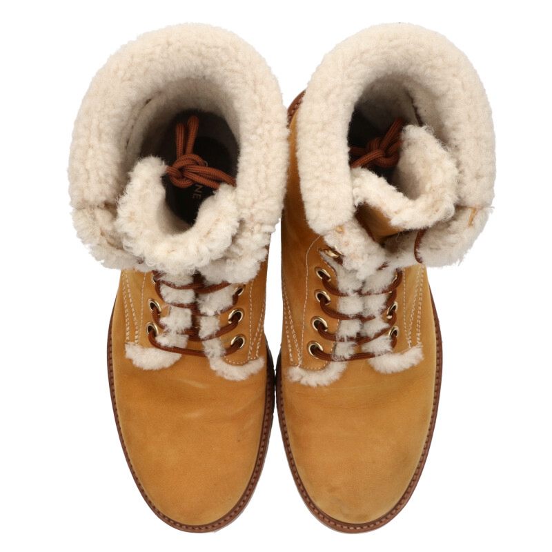 CELINE Kurt Shearling Nubuck Leather Mid Boots Size 10.5