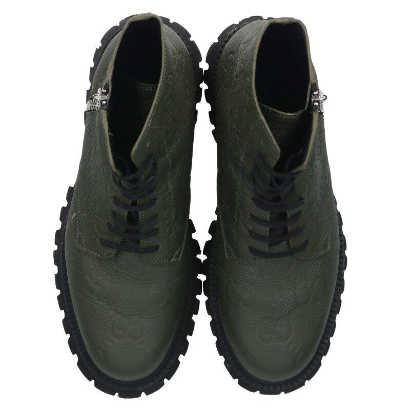 GUCCI GG Embossed Side Zip Leather Boots Size 9.5