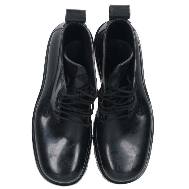 BOTTEGA VENETA Lace-Up Rubber Boots Black Size 11.5