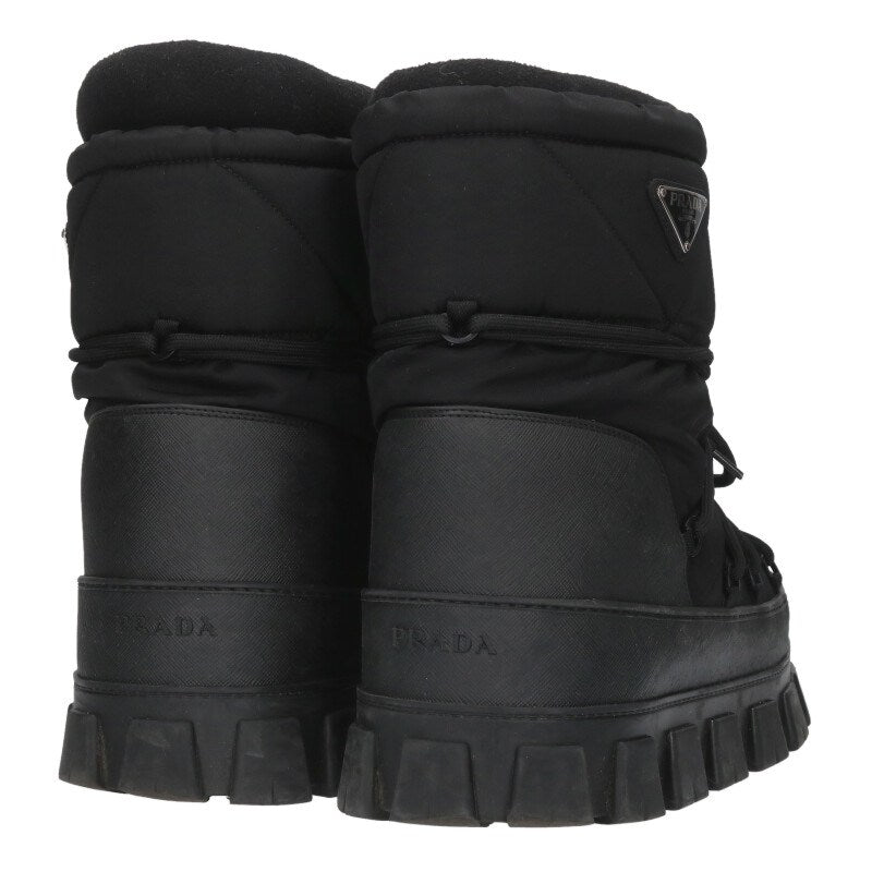 PRADA Triangle Logo Plate Nylon Ski Boots Black Size 9.5