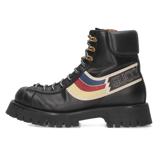 GUCCI Sylvie Web Lace-Up Ankle Boots Black Size 6