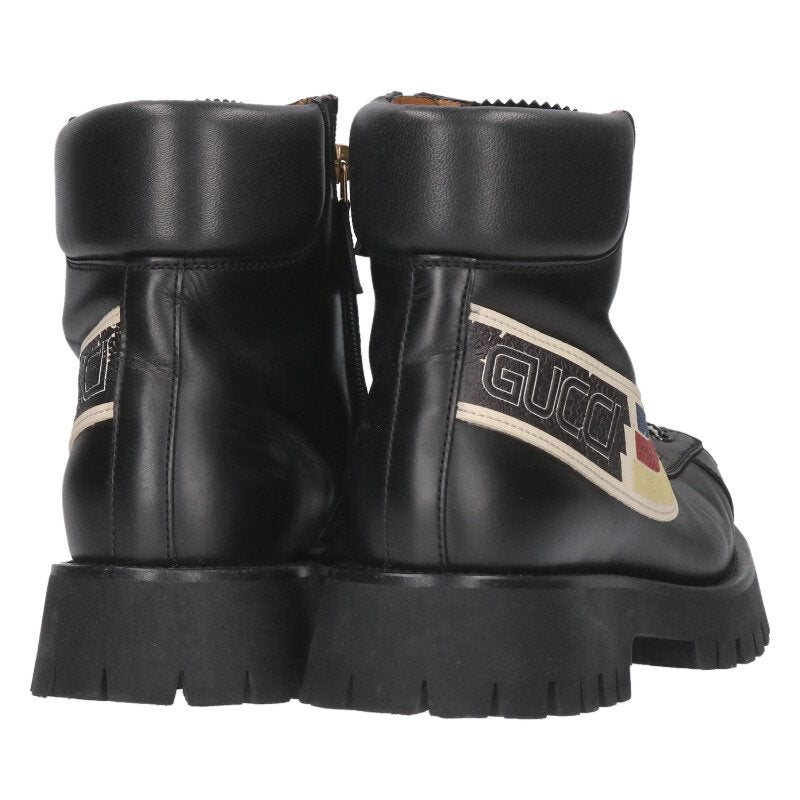 GUCCI Sylvie Web Lace-Up Ankle Boots Black Size 6