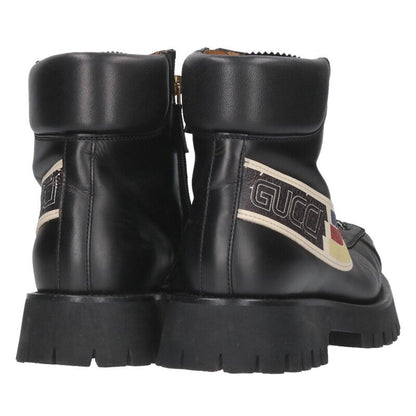 GUCCI Sylvie Web Lace-Up Ankle Boots Black Size 6