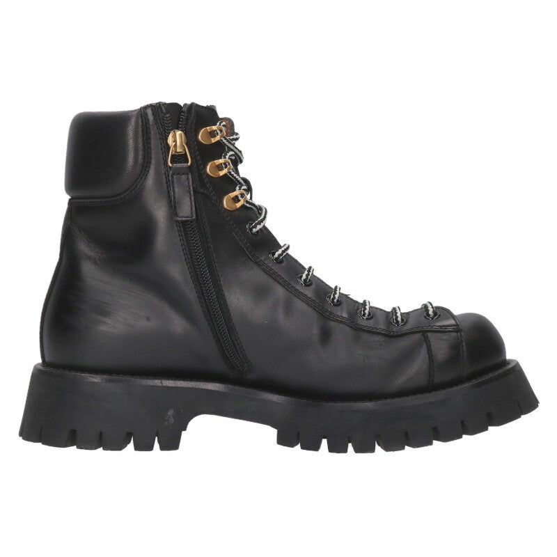 GUCCI Sylvie Web Lace-Up Ankle Boots Black Size 6