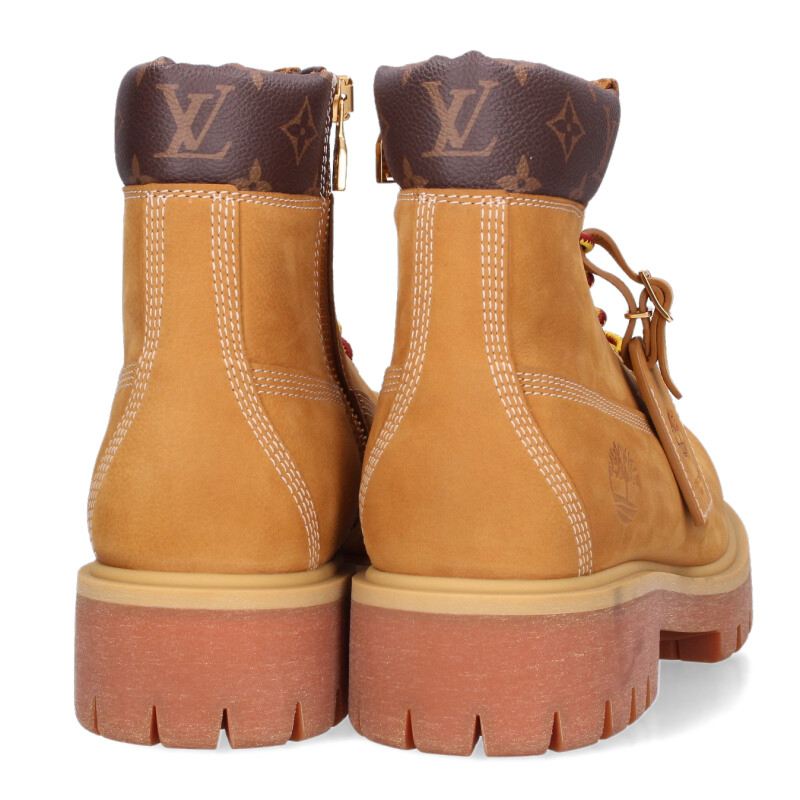 LOUISVUITTON Monogram Trim Ankle Boot Brown Size 11