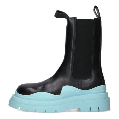 BOTTEGA VENETA TIRE BOOTS Leather Black/Blue Size 10.5