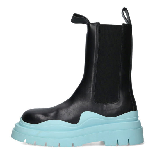 BOTTEGA VENETA TIRE BOOTS Leather Black/Blue Size 10.5