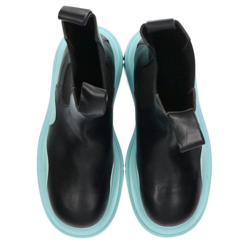 BOTTEGA VENETA TIRE BOOTS Leather Black/Blue Size 10.5