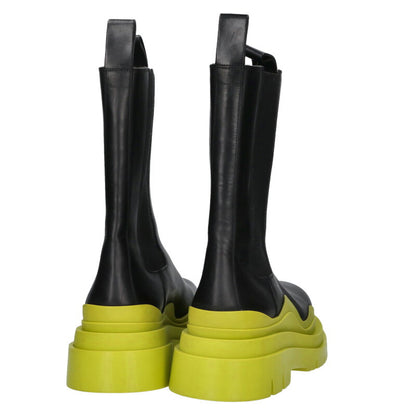 BOTTEGA VENETA TIRE BOOTS Leather Black/Green Size 7.5