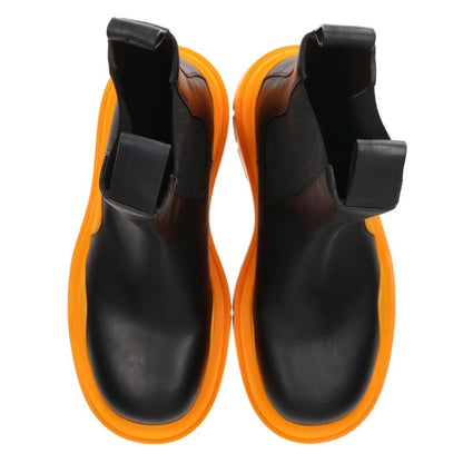 BOTTEGA VENETA TIRE BOOTS Leather Black/Orange Size 10.5