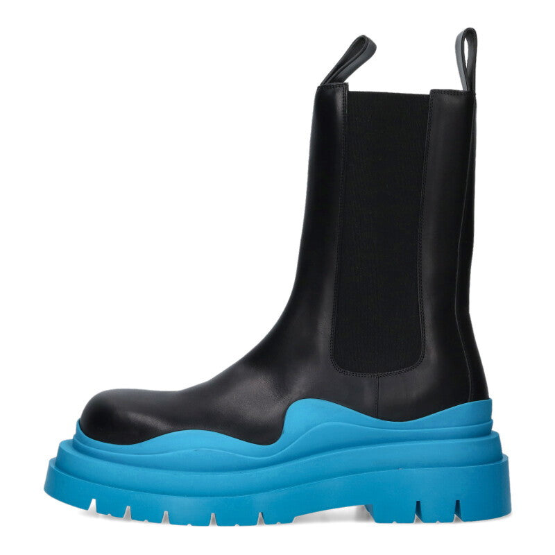BOTTEGA VENETA TIRE BOOTS Leather Black/Blue Size 11
