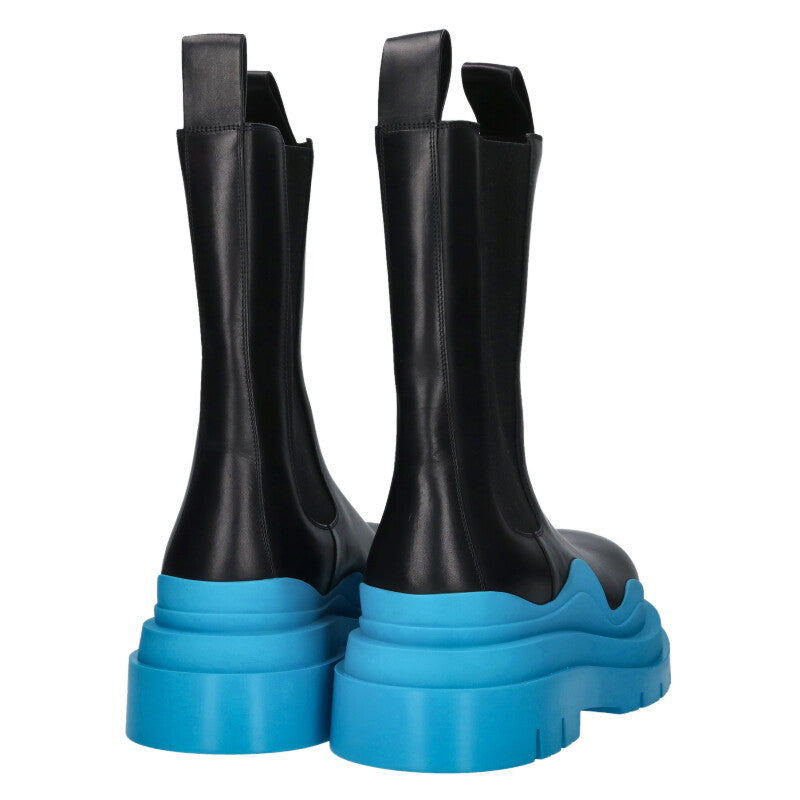 BOTTEGA VENETA TIRE BOOTS Leather Black/Blue Size 11