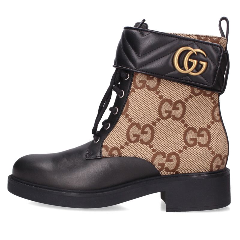 GUCCI GG Canvas Moment Ankle Boots Beige/Black Size 8