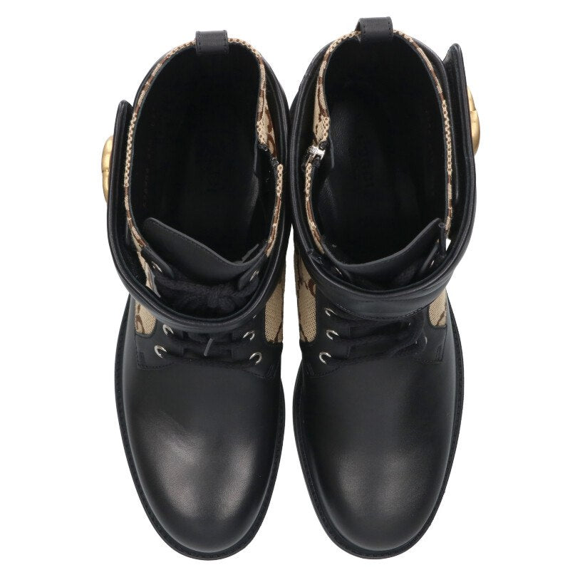 GUCCI GG Canvas Moment Ankle Boots Beige/Black Size 8