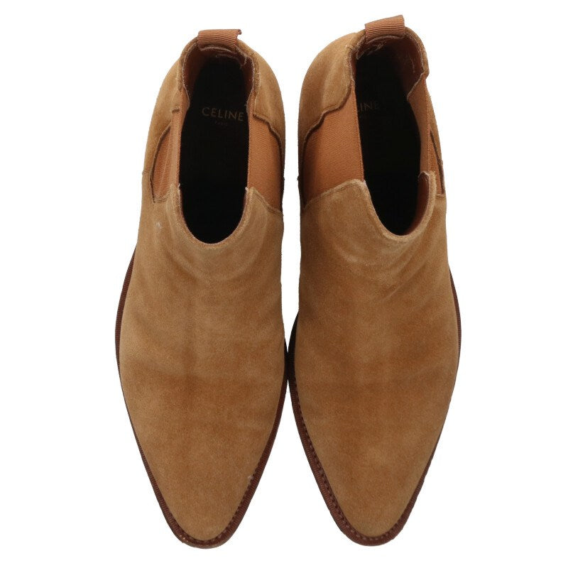 CELINE Side Gore Suede Boots Brown Size 8.5