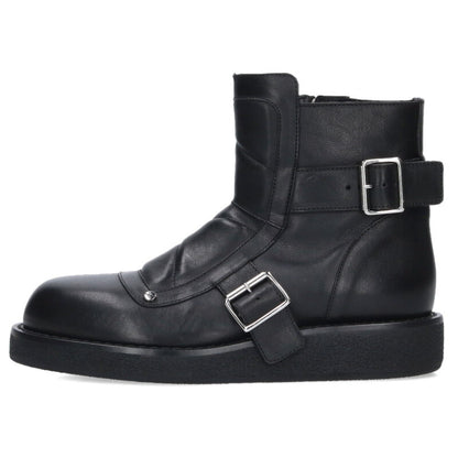 ANN DEMEULEMEESTER Black Buckle Biker Boots Size 7.5