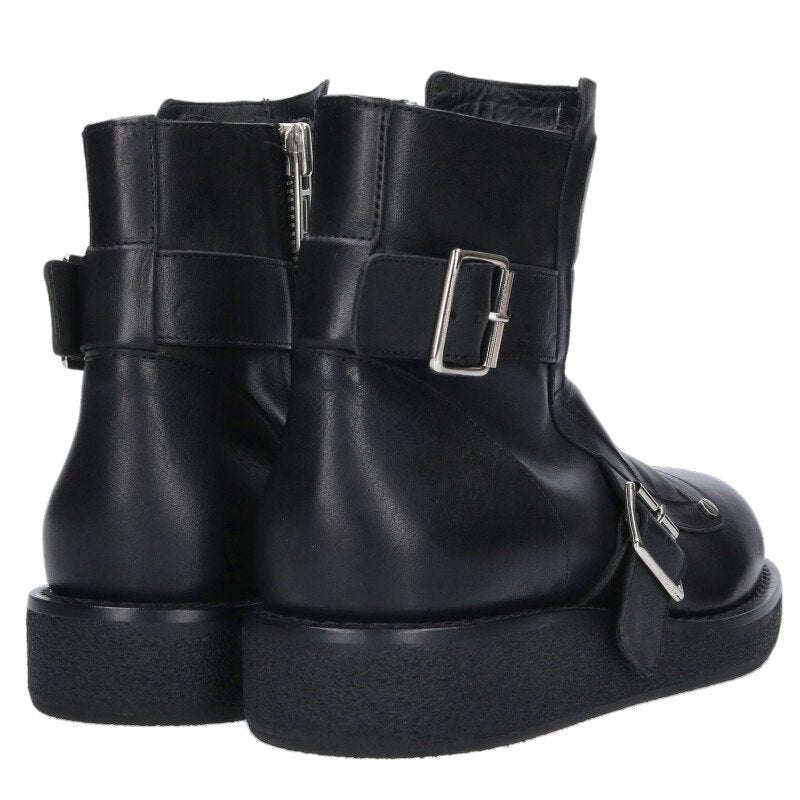 ANN DEMEULEMEESTER Black Buckle Biker Boots Size 7.5