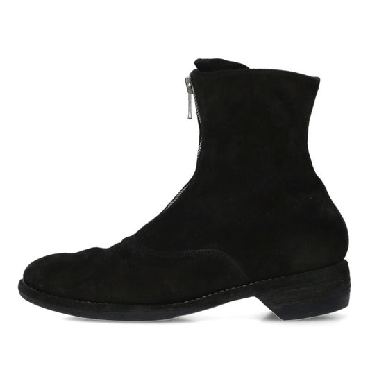 GUIDI Black Suede Center Zip Boots Size 7.5