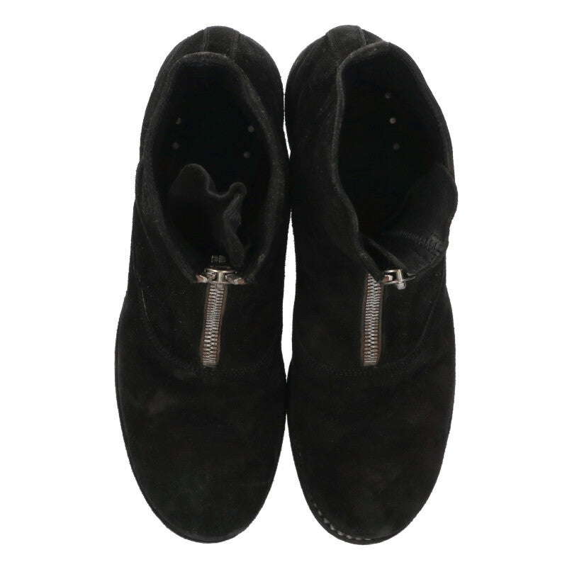 GUIDI Black Suede Center Zip Boots Size 7.5