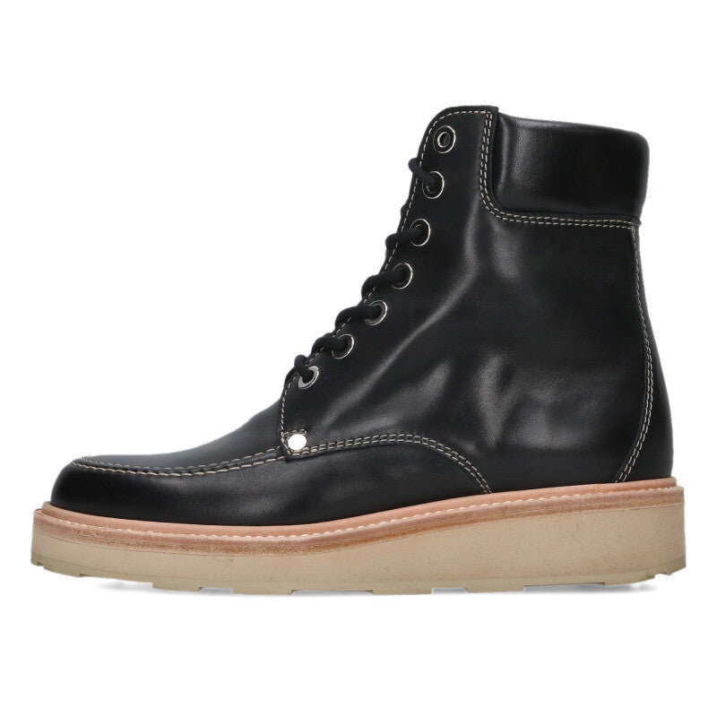 HERMES Black Leather Short Boots Size 6