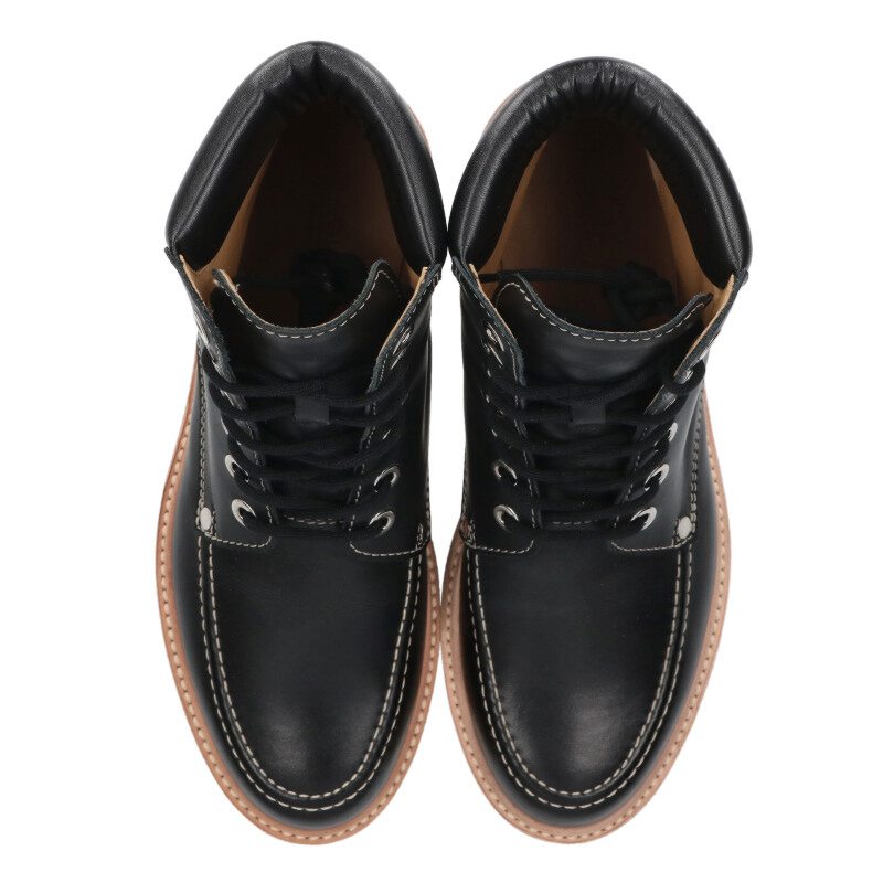 HERMES Black Leather Short Boots Size 6