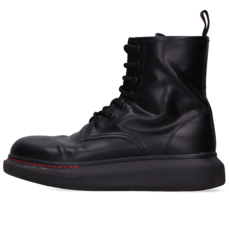 Alexander McQUEEN Black Lace-Up Leather Boots Size 7
