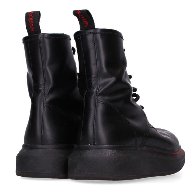 Alexander McQUEEN Black Lace-Up Leather Boots Size 7