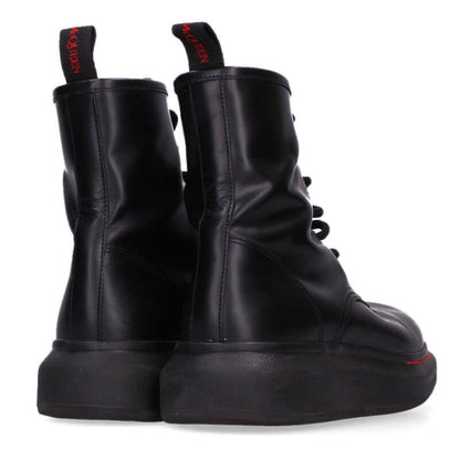 Alexander McQUEEN Black Lace-Up Leather Boots Size 7